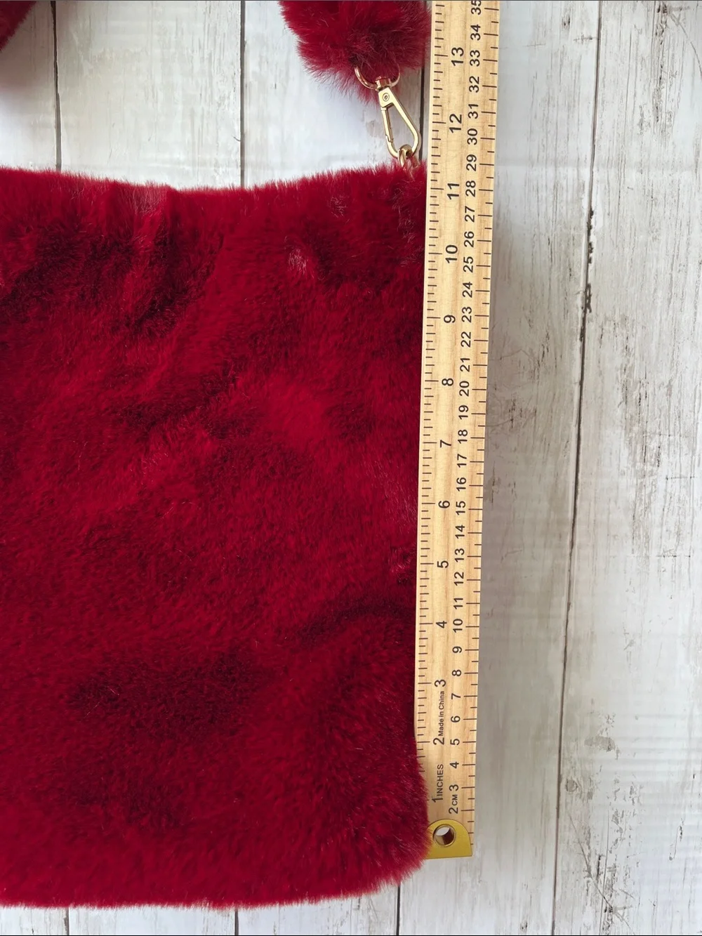 Burgundy Faux Fur Tote Shoulder Bag Fuzzy Plush Gold Hardware NWOT